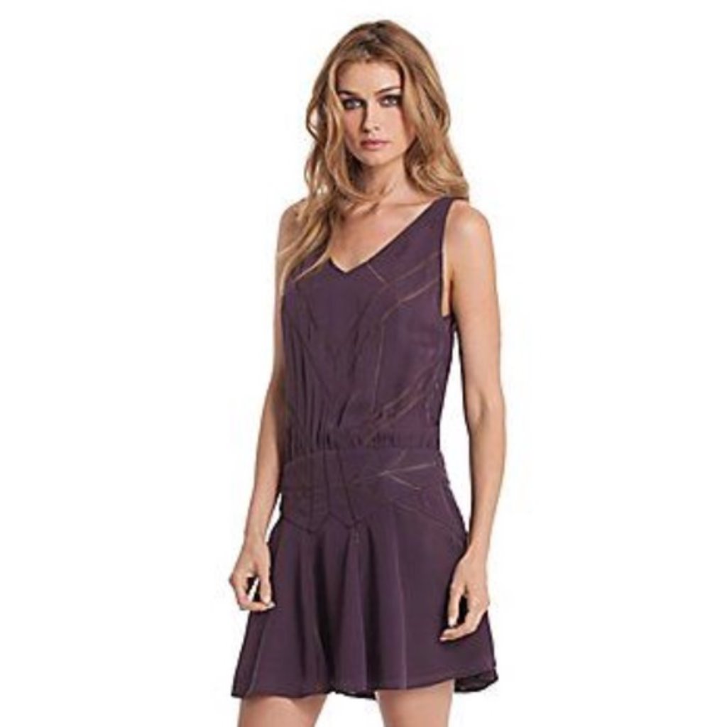 New Guess Marciano Elin Kling Drop Waist Silk Egg Plant Purple M
